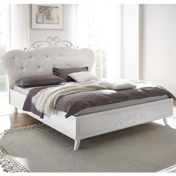 Nivea Wooden Super King Size Bed In Serigraphy White