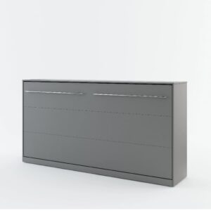 Cadott Wooden Horizontal Wall Single Bed In Matt Grey