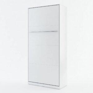 Cadott Wooden Vertical Wall Single Bed In Matt White