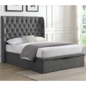 Colusa Fabric Ottoman Storage Double Bed In Grey